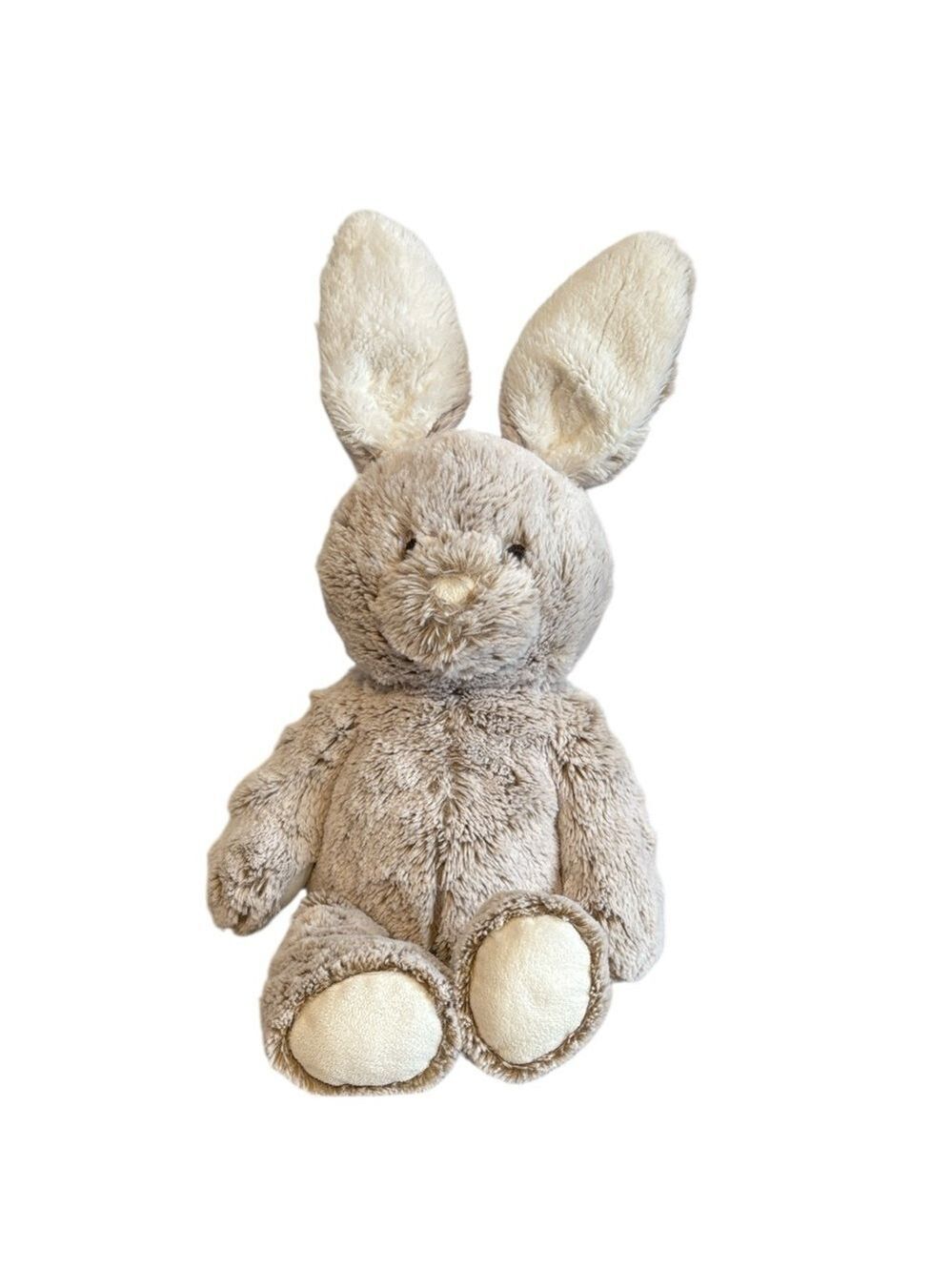 Pottery Barn Kids Fluffy Bunny Plush Embroidered Taupe and Cream 18”